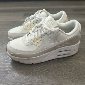 Nike White and Cream Air Max 90 Sneakers